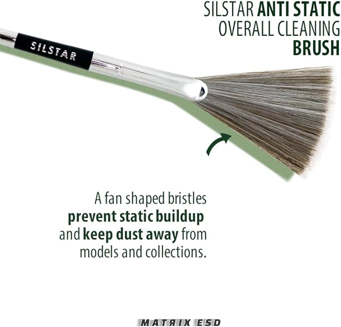 Matrix 202 Anti Static Overall Dual-Action Cleaning Brush with Long Hair Ideal for Model Kits, Figures, and Intricate Items