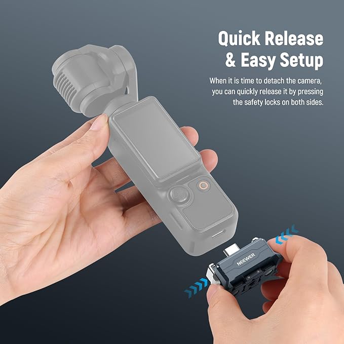 NEEWER Charging Adapter Base Compatible with DJI Osmo Pocket 3 Gimbal, Type C Charging with 1/4" Thread Arca Type Dovetail, Magnetic Folding Fingers for Tripod & Action Camera Mount Accessories, AC018