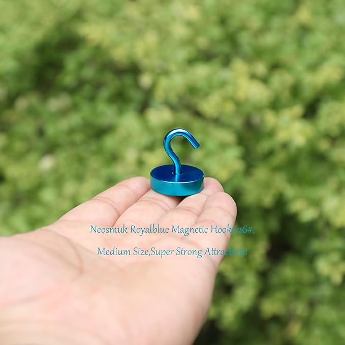Neosmuk Magnetic Hooks, Cruise Ship Essentials, 80lb+ Heavy Duty Magnetic Hooks for Cruise Cabins, Refrigerator, Grill, Hanging, and Travel | Extra Strong Must-Haves Magnet Hook,RoyalBlue, 5 Pack