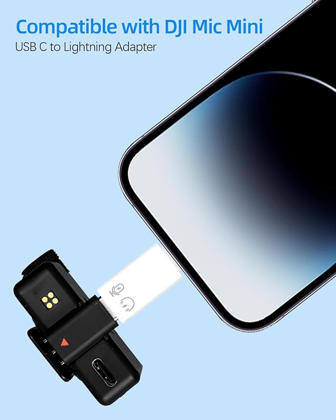MoKo for DJI Mic Mini USB C to Lightning Adapter, Lightning to USB C Aduio Adapter Compatible with iPhone 14/13/12/11/Wireless Microphone Receiver, Support Charging, Data Transfer, Earpods