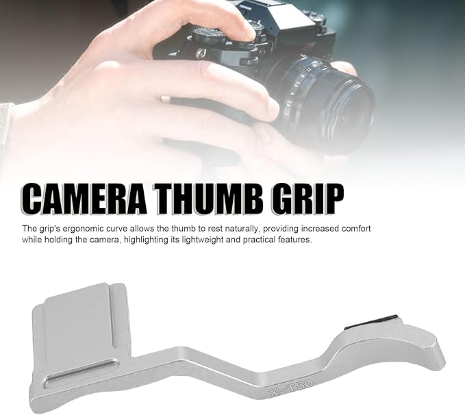 Yunir X T50 Thumb Up Grip for Fuji X T50 Camera Only,Aluminum Alloy Metal Thumb Grip with Hot Shoe Cover Protector Thumb Rest Support Holder,Not Affect The Use of XT50 Camera Buttons (Silver)