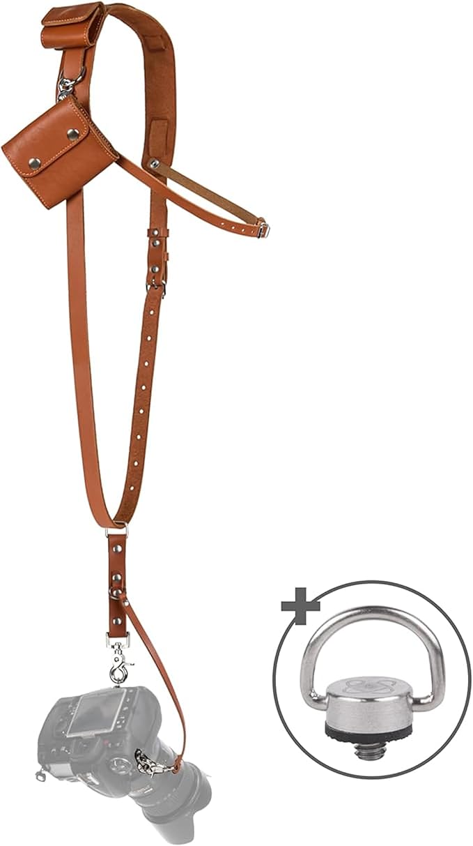 C Coiro Leather Camera Strap for One Camera Professional Single Leather Harness Shoulder Strap Quick Release