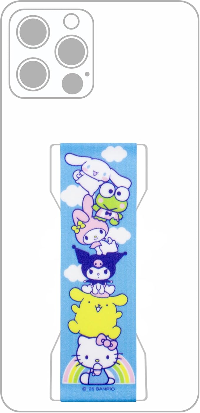 Hello Kitty and Friends Stack on Clear Base - Magnetic Phone Grip with Kickstand – Silicone Phone Strap for Smartphones & Tablets