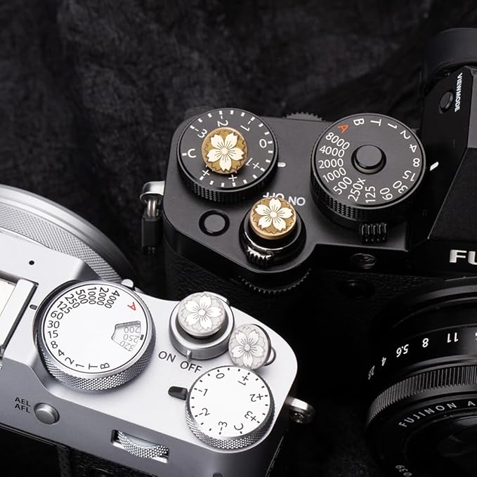 DBZZ Camera Shutter Button for Fuji X-T5 X-T3ii X-T200 X-T4 (2 Silver and 2 Brass)