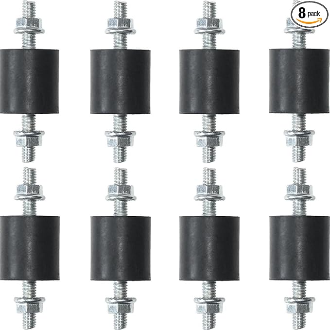 8pcs Rubber Vibration Isolator Mounts 20 x 15mm Shock Absorber with M6 x 19mm Studs Vibration Isolators