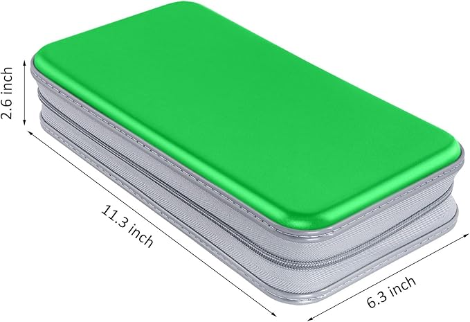 CD Case, Siveit DVD Case Holder 96 Capacity Hard Plastic CD DVD Disc Cases Storage Binder Wallet for Car Home Office Travel (Green)