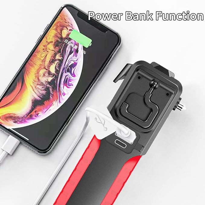 BY-J Car Flashlights for Emergencies, Window Breaker Seatbelt Cutter Multifunction LED Work Light, 4 Modes Bright COB Rechargeable Inspection Light for Car Repair, Household, Camping