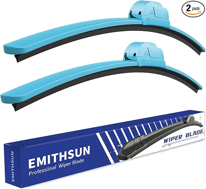OEM QUALITY 28" + 14" Premium All-Seasons Durable Stable And Quiet Blue Windshield Wiper Blades (Set of 2)