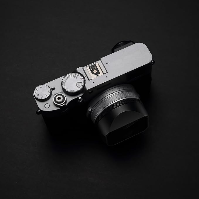 Metal Square Lens Hood (with Cover) with 49mm UV Filter Adapter Ring Compatible with for Fujifilm X100V/X100VI (Aluminum Alloy-Black)