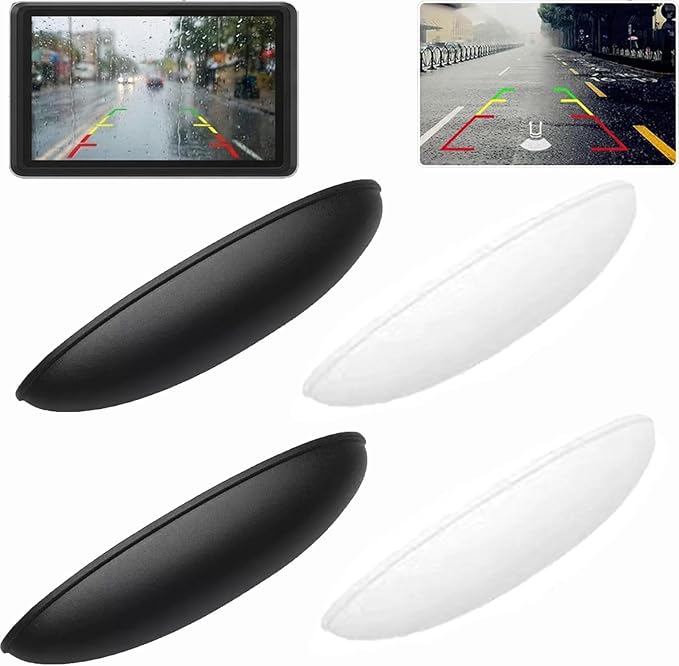 Rear View Backup Camera Cover, Car Rear Camera Rain Cover, Backup Camera Cover for Rain Car, Anti-Rain Reversing Cameras Protection, Universal Abs Rain Shield for Most Cars (2pcs*Black+2pcs*White)