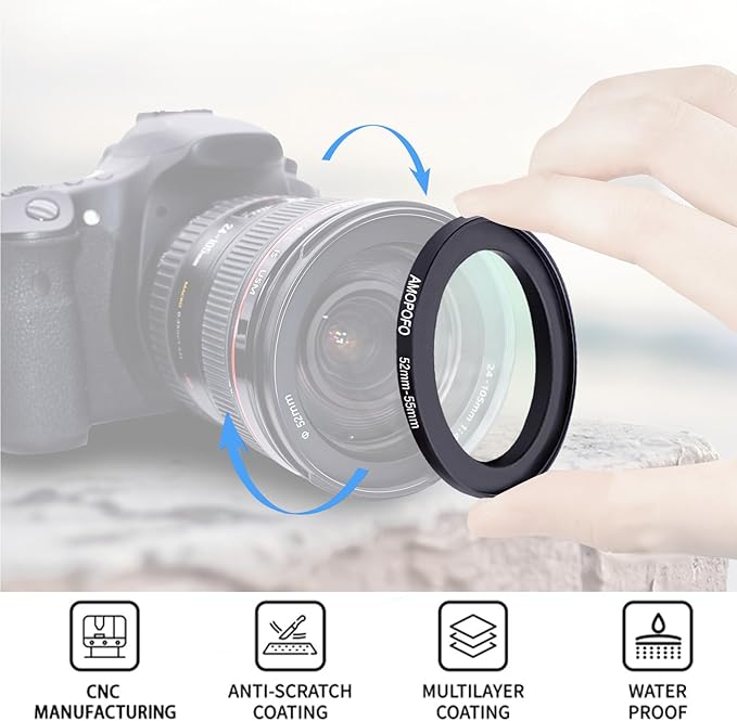 52mm to 55mm Camera Filter Ring/52mm to 55mm Step-Up Ring Filter Adapter for 55 mm UV, ND, CPL Filter,Metal Step-Up Ring
