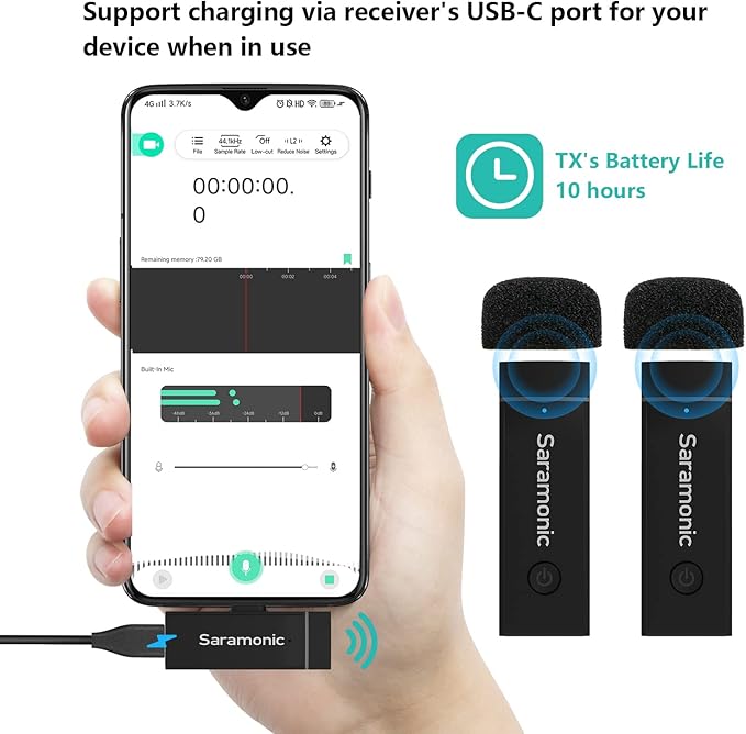 Saramonic Wireless Lavalier Microphone for Android USB-C Phone Plug Play Type-C Mic for iPhone 15 Noise Cancellation Compact Cordless Clip on Mic for Video Recording Live Streaming Interview