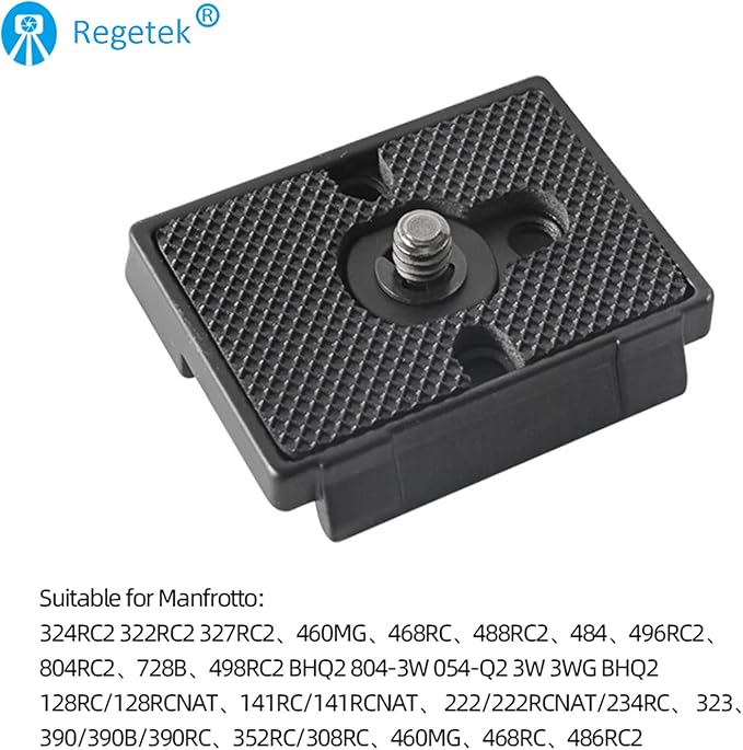 2 Pack Quick Release Plate with 1/4"-20 Screw for Bogen 3157N Manfrotto 200PL-14 RC2 Camera Tripod(BHQ2 128RC/128RCNAT、141RC/141RCNAT、222/234RC、323、390/390B/390RC、352RC/308RC、460MG、486RC2