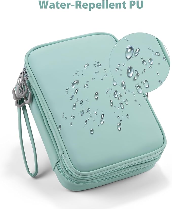 Tablet Accessories Case Bag, Travel Large Electronics Organizer for Chargers & Cords, Cables, 7.9 Inch Tablet, Airplane Essentials, 2 Layers (Mint Green)