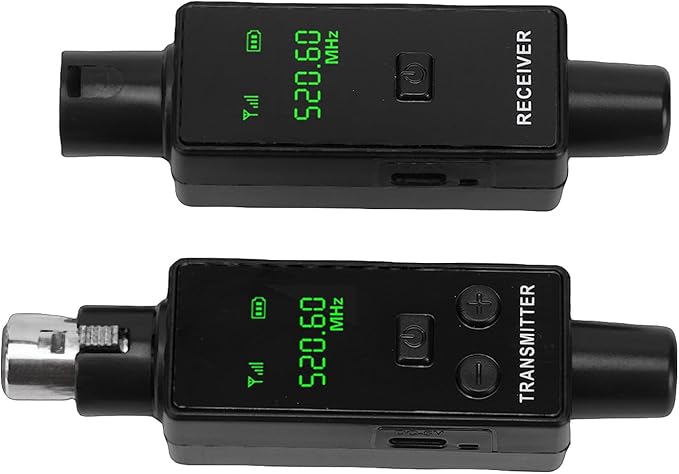 Bewinner 2.4GHz Wireless Microphone System, XLR Transmitter & Receiver, 24Bit/48kHz, Plug & Play Wireless Mic Adapter for Camera, PA, Mixer, Studio, Live Streaming (1 for 1)