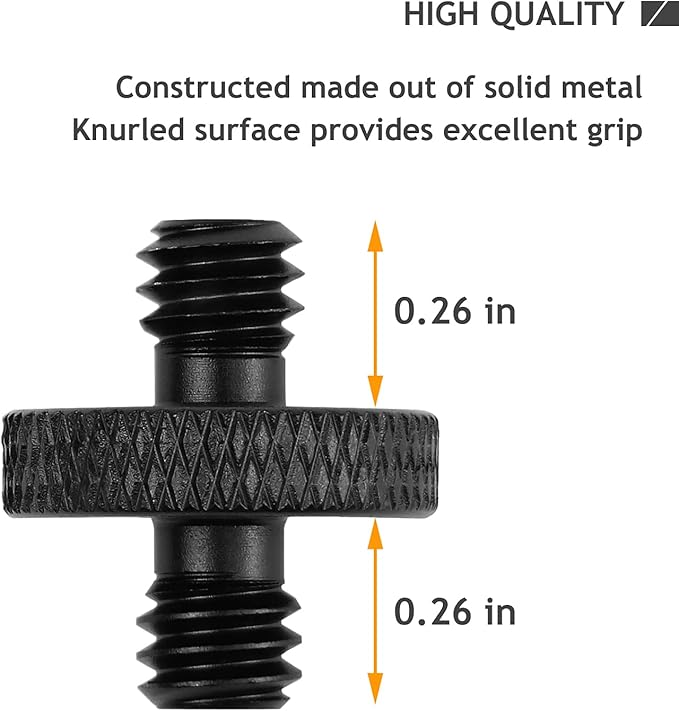 6 Pack 1/4" Male to 1/4" Male Threaded Tripod Screw Adapter Double Sided Standard Mounting Thread Converter for Camera Cage Mount