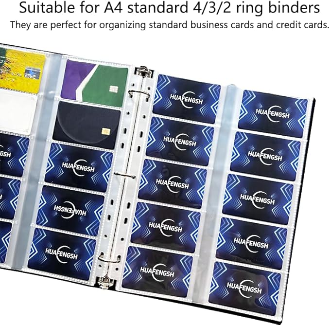 800 Pockets Ultra-Clear Business Card Holder Sleeves Binder Each Sleeve Holds 20 2x3.5” Namecards for 2/3/4 Ring Binder, Double Sided 10 Pocket Credit Card Pages（40 Pack ）