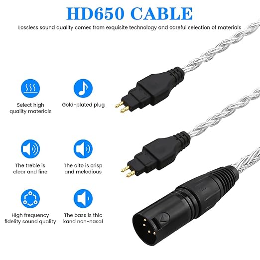 Replacement Cable for SENNHEISER Headphones HD650 HD600 HD580 HD535 HD545 HD565 HD265 with 4pin XLR (1.2m, 4pin Male)