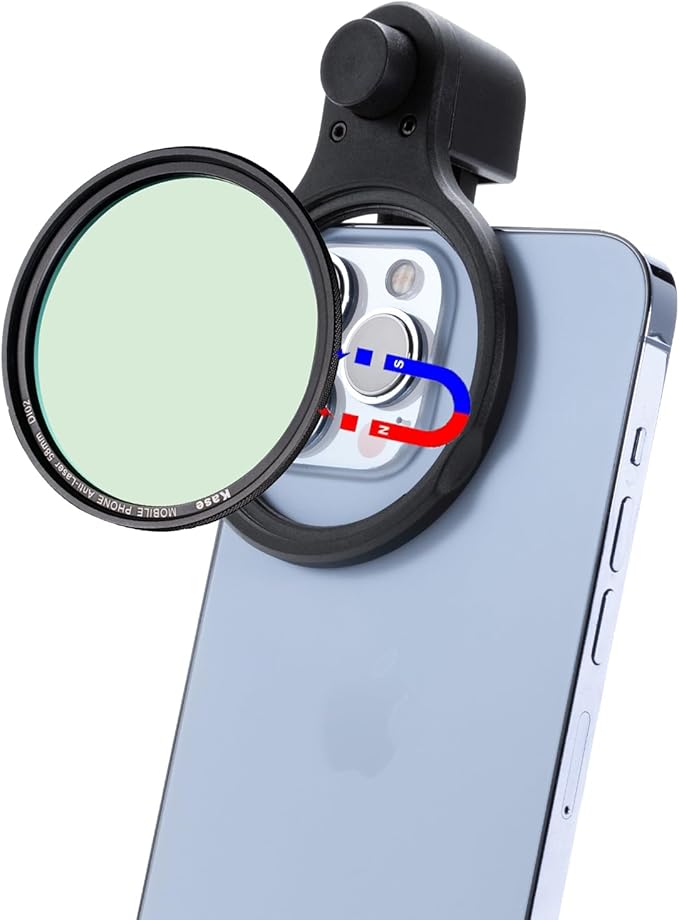 Kase Clip-on CPL Filter for iPhone, 58mm Magnetic Phone Camera Lens Circular Polarizer Filter Compatible with iPhone 16 15 14 Pro Max 13 12 11 Samsung Xiaomi