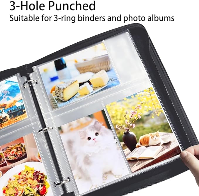 4x6 Photo Sleeves Clear for 3 Ring Binder (240 Pictures), Heavy Duty Plastic Album Refill Pages, Postcards Page Protectors 40 Pack