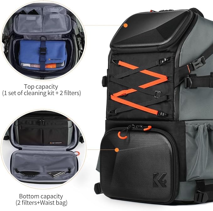 K&F CONCEPT Camera Bag EVA Waterproof 2 in 1Camera Backpack Shoulder Bag 32L Large Capacity with Rain Cover Storage for 15.6" Laptop for Photography