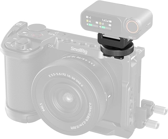 SmallRig Cold Shoe Mount Adapter for Wireless Microphone, for DJI Mic / Mic 2, for RODE Wireless Go II, for Saramonic BLink 900 B, for Hollyland C1, with 1/4"-20 Threaded Hole, Anti Drop Design - 4822