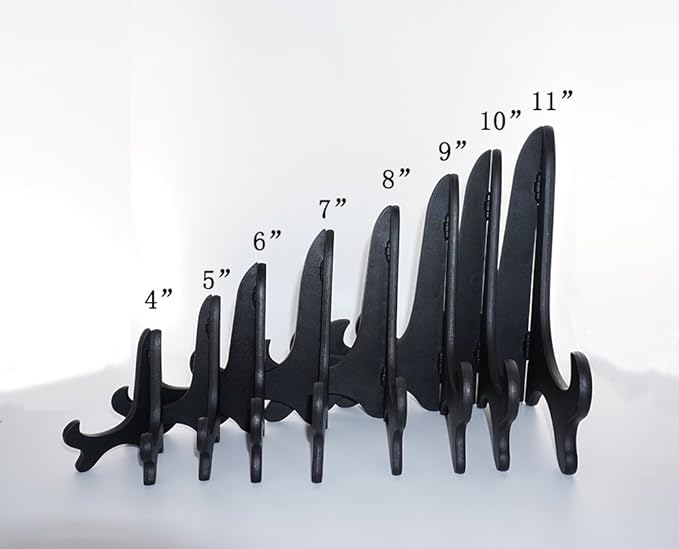 Artliving Black 7" Wood-like Plastic Easels Plate Display Stands Picture Frame Stand Holder-Set Of 4