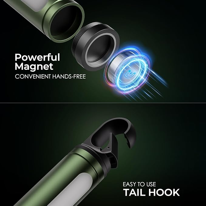 Magnetic Flashlight Rechargeable,2000LM 5000mAh Flashlights High Lumens with 18 Modes,Waterproof, Adjustable,Powerful Flash Light,Multi-Flashlights for Home,Car,Hiking,Camping(1, Green)