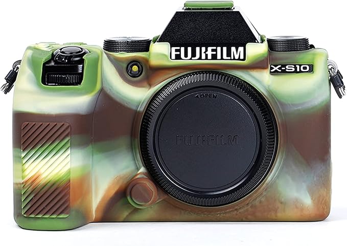 Professional Secure Silicone Camera Cases Bag Housing Rubber Body Skin for Fujifilm X-S10 Mirrorless Camera Fuji XS10 Protective Case (Camouflage)