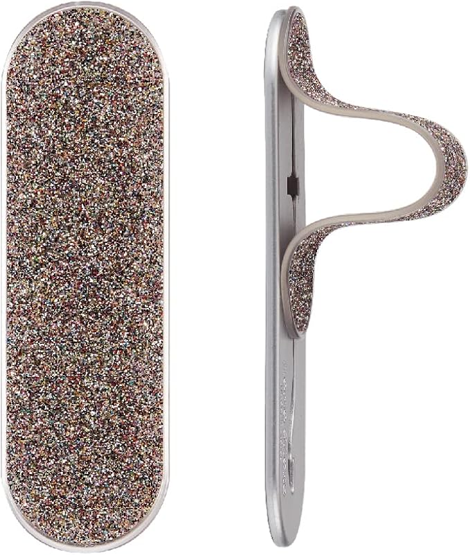 Momostick Flatstick, Cell Phone Finger Grip Strap Holder for Hand, Cell Phone Stand, New Slim Finger Loop Selfie Grip Compatible with Most Smartphones - Glitter Aurora