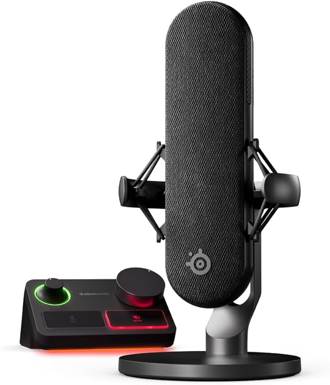 SteelSeries Alias Pro Kit — XLR Mic + Stream Mixer — 3x Bigger Capsule for Gaming, Streaming and Podcasting — USB/XLR Interface — Free Sonar Audio Software — Custom Controls — RGB — Single or Dual PC
