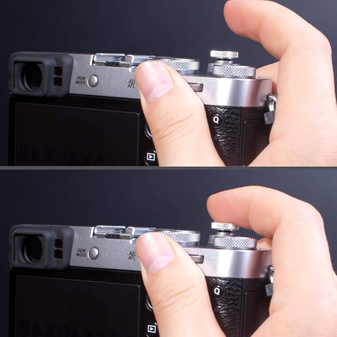 Metal Soft Shutter Release Button,Delicate Camera Shutter Button Knurled Shape Silver(2-Pack)