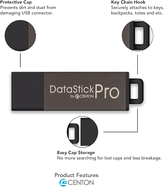 Centon Electronics DataStick Pro USB 2.0 Flash Drive, Portable USB Drive, Durable Casing, Versatile USB Stick, 32 GB Storage, Gold Metallic