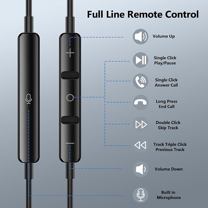 iMangoo for Apple/Android Wired Headphones USB C Earbuds HiFi Sound Earphones with DAC Chip with Microphone for iPhone 17 Air 16 15 Pro Max, Type C Ear Buds USBC Headset for Samsung S26 S25 S24 Black