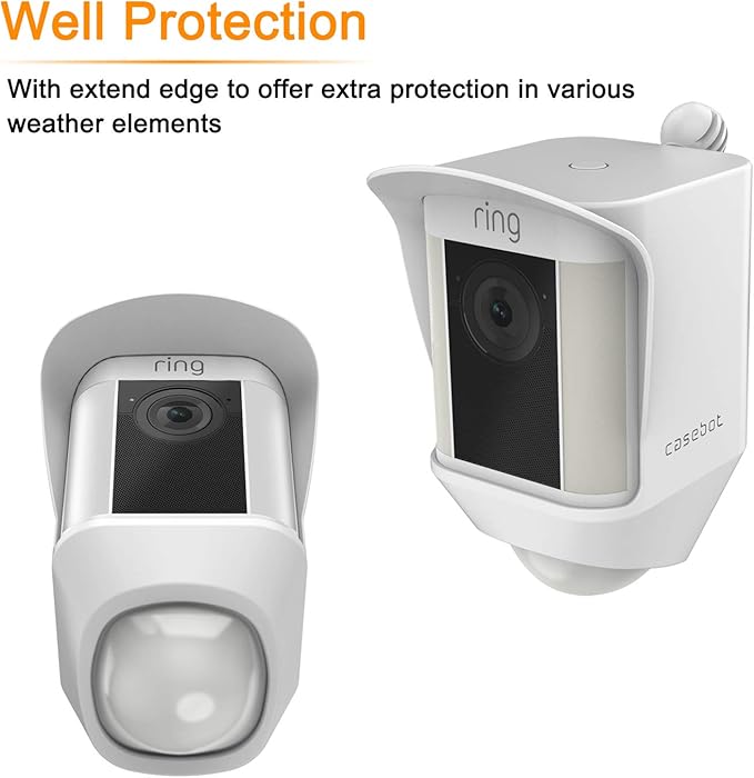 Fintie Silicone Case for Ring Spotlight Cam, Soft Silicone Weather Resistant Protective Skin Cover for Ring Spotlight Battery HD Security Camera, White