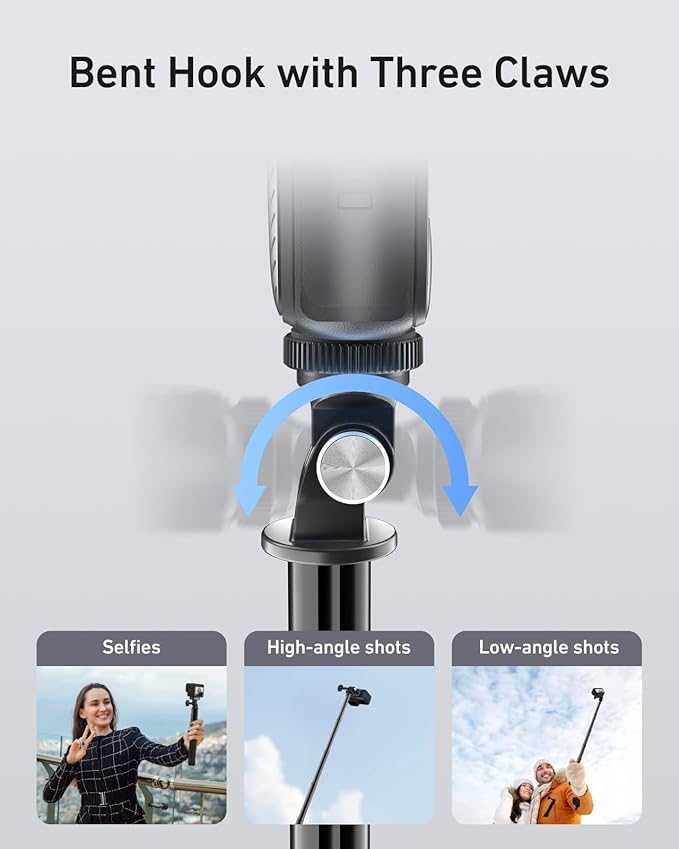 TELESIN 60" Selfie Stick for GoPro, Portable Extended Vlog Invisible Pole for GoPro Hero 13 12 11 DJI Action 6 5 4 DJI Osmo Nano/360 Insta360 X5 X4 Handheld Monopod for Travel, Action Camera Accessory