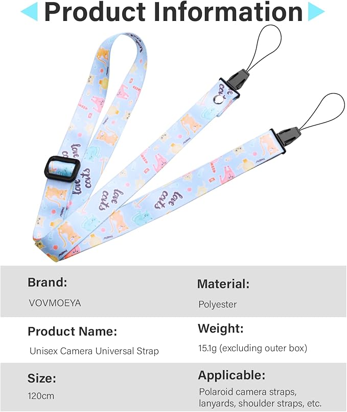 VOVMOEYA Camera Strap Kids,Camera Lanyard Neck Strap kids,iPad Strap for Kid,Children Camera Strap for Fujifilm mini Camera Kodak Smile + Smile plus (Blue)
