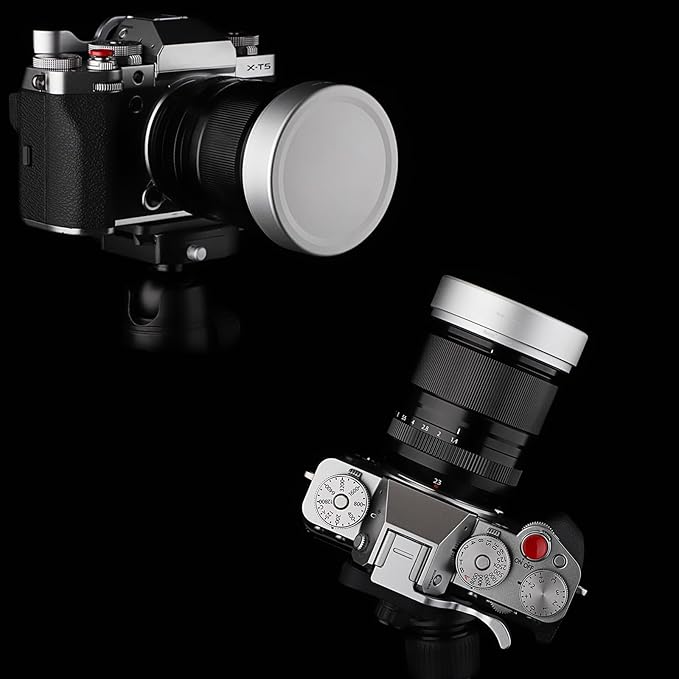 Haoge Silver Metal Square Lens Hood for Fujifilm XF33mm F1.4 R LM WR Lens, Fuji XF23mmF1.4 R LM W,Fujinon XF 16-50mm F2.8-4.8 R LM WR Lens, Bayonet Hood Shade,with Metal Cap Kit,
