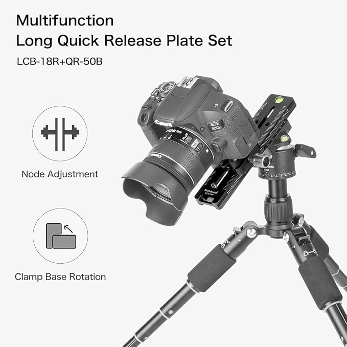 Koolehaoda 180mm Rail Nodal Slide Metal Quick Release Clamp,Dual Dovetail Camera Bracket Mount with Double-Sided Clamp can be Rotated 90°, for Camera with Arca Swiss Compatible(LCB-18R)