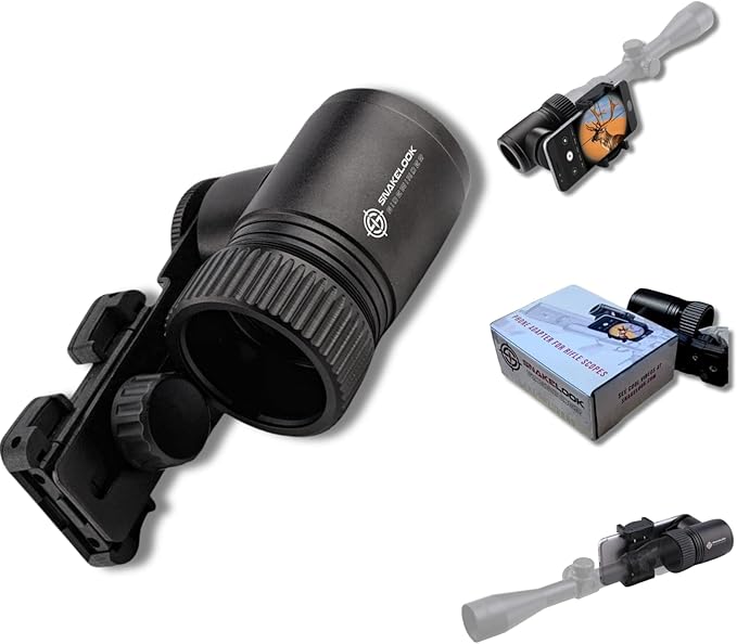 Universal Phone Scope Adapter – Side Mount Design Smartphone Scope Mount – Hunting, Birding, Target Shooting, Aiming, Sighting – All-Aluminum Black Frame Camera Mount - Sidewinder Scope Phone Adapater