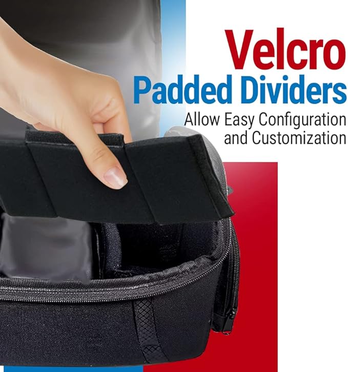 Vidpro DSLR and Video Camera Gadget Bag - Large Protective Case Includes Padded Dividers Handle and Shoulder Strap Compatible with Most Camera Brands Fits 1-2 DSLR Cameras 4 Lenses and Accessories