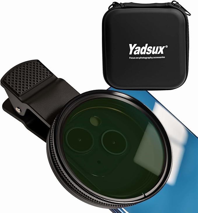 52mm Clip-on ND 2-400 Phone Lens Filter for iPhone16 15 14 13 12 11,Samsung BLU, Motorola, Xiaomi and Other Smart Phones.Neutral Density Used for reducing Light and for time-Lapse Photography.