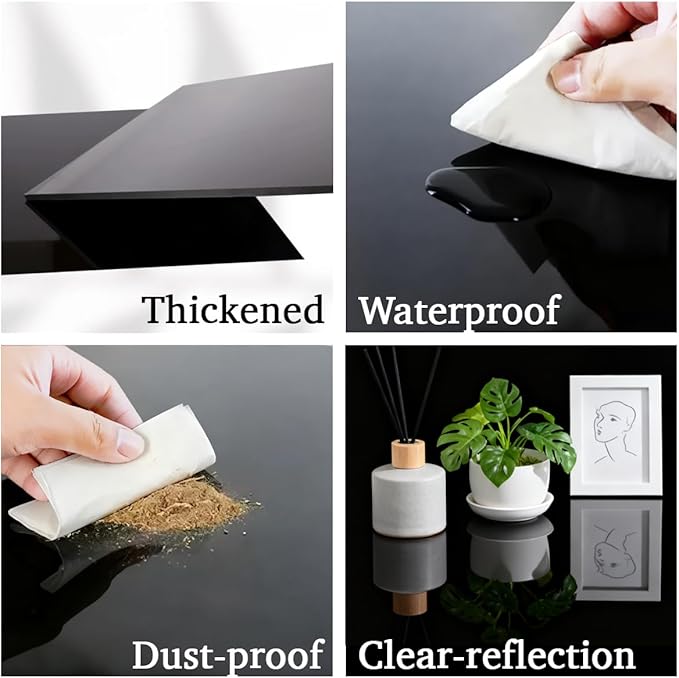 2 PCS Board Photo Backdrop, 16x12 Inch Black Double Sided Matte and Reflective Waterproof Backdrop Boards for Photography with 2 PCS Bracket for Flat Lay