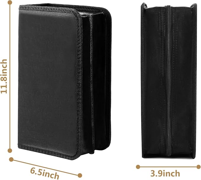 DVD Case CD Storage,128 Capacity CD Cases Holder DVD Storage Case Holders CD DVD Disc Case Storage Wallet Binder for Car Home Office Travel (128 Black)