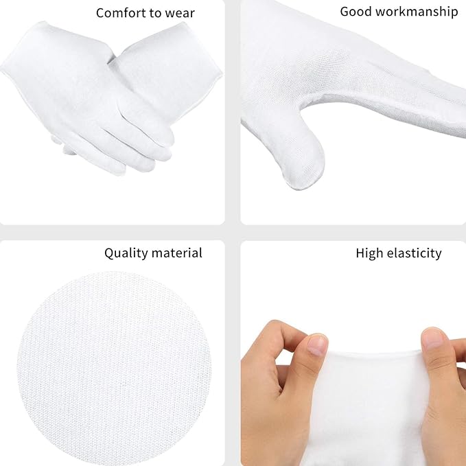 Frienda 300 Pcs Cotton Gloves Bulk Large Size for Men Women Inspection Gloves for Dry Hand Art Handling Coin Jewelry (XL)