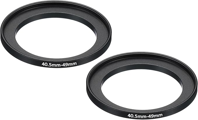 PATIKIL 40.5mm-49mm Metal Step Up Ring, 2 Pack Camera Lens Filter Adapter Ring Aluminum Filter Adapter Ring for Camera Lenses Hood, Black