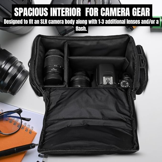 Ultimaxx Large SLR/DSLR Camera Deluxe Padded Gadget Bag/Carrying Case with Shoulder Strap for Sony,Nikon, Canon, Olympus, Pentax, Panasonic, Samsung & Many More Cameras & Camcorders