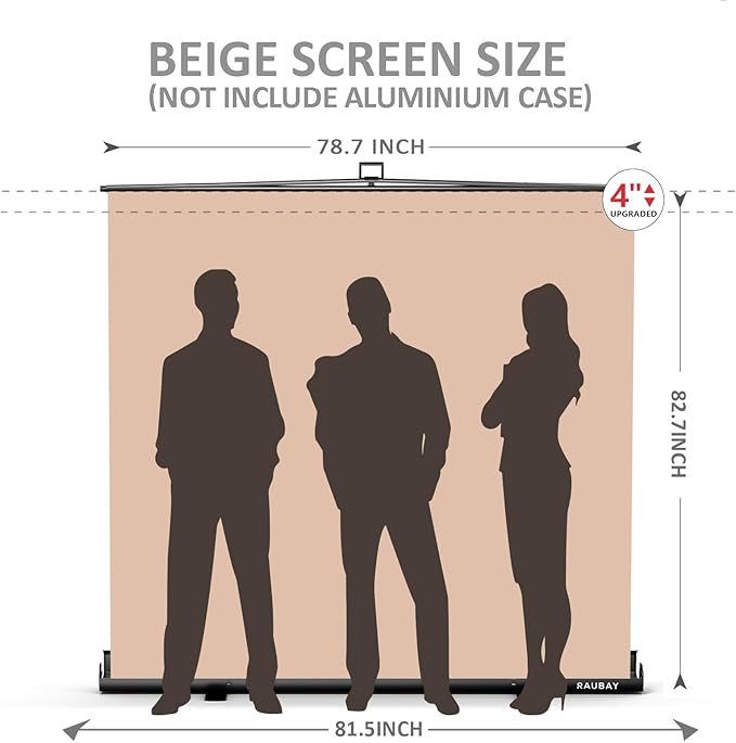 【Wider Style】 RAUBAY 78.7 x 82.7in Large Collapsible Beige Backdrop Screen Portable Retractable Panel Photo Nude Background with Stand for Video Conference, Photographic Studio, Streaming