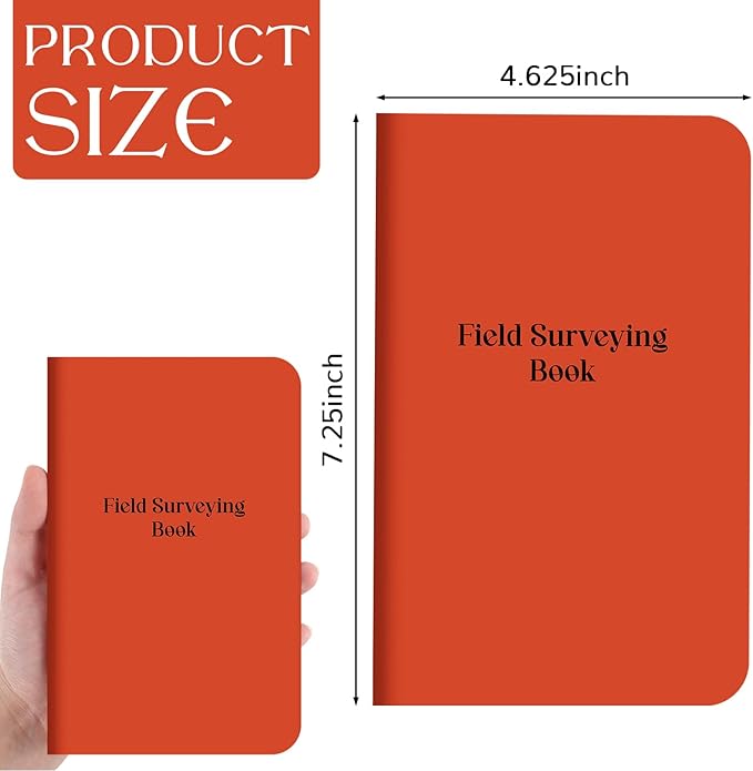5 Pcs Field Book 4.6 x 7.25 Inch Thickened Surveying Engineers Field Notebook 32 Sheets 64 Pages Per Book Stiff Cover Construction Notepad for Outdoor Activities Recording(Orange Color)