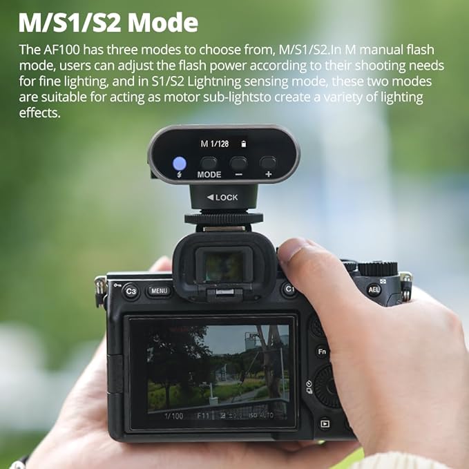 AMBITFUL AF100 Mini Camera Flash, GN12 Rechargeable Manual Speedlite, USB-C, for Canon Sony Nikon Fuji Ricoh GR Cameras Hot Shoe